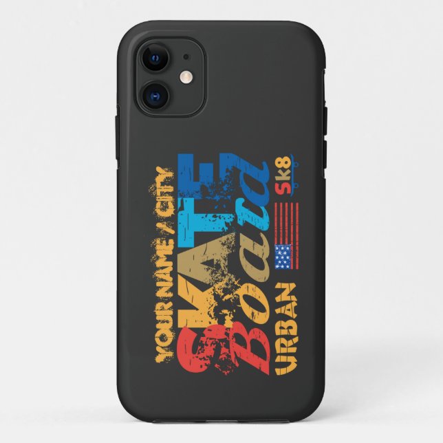 Coques Case-Mate iPhone Ajouter un nom Ville Texte Patinage Urban SK8 Dist (Dos)