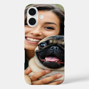 Coque Pour iPhone 16 Ajouter une photo de Pug Personnaliser Personnalis