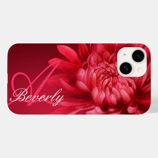 Coques Case-Mate iPhone Ajouter votre nom chrysanthemum rouge teinte (Verso (horizontal))