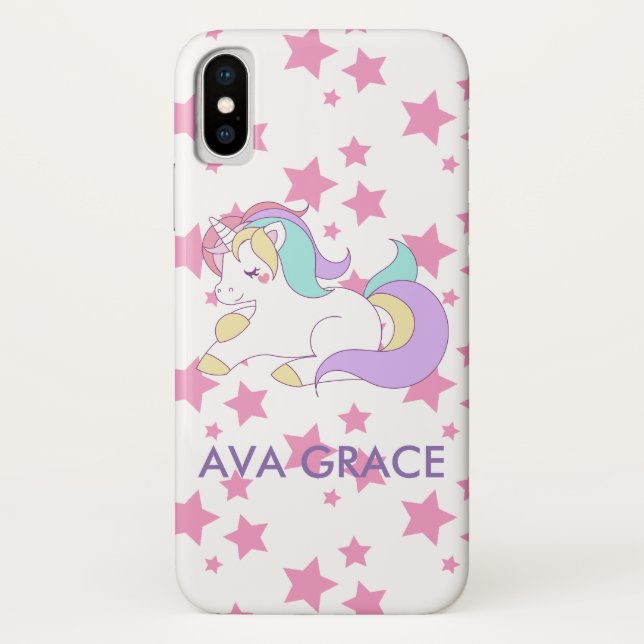 Coques Case-Mate iPhone Ajouter Votre Nom Cute Magique Unicorn Personnalis (Dos)