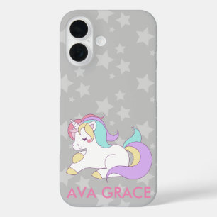 Coque Pour iPhone 16 Ajouter Votre Nom Cute Magique Unicorn Personnalis