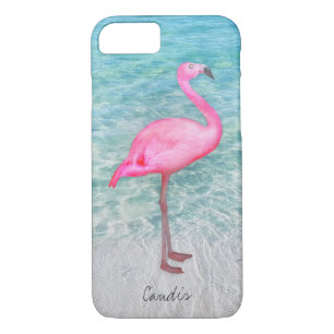 Case-Mate iPhone Case Ajouter Votre Nom Flamant rose rose Plage tropical