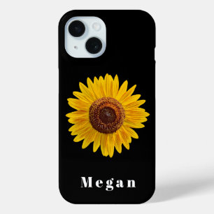 Coque Case-Mate iPhone Ajouter Votre Nom Fleur de soleil Vintage noire
