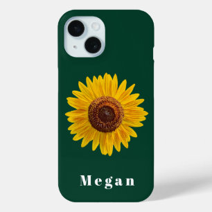 Coque Case-Mate iPhone Ajouter Votre Nom Hunter Green Yellow Sunflower