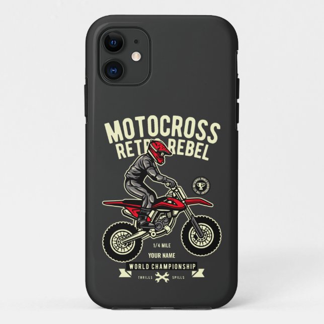 Coques Case-Mate iPhone Ajouter votre nom Motocross Retro Rebel Championsh (Dos)
