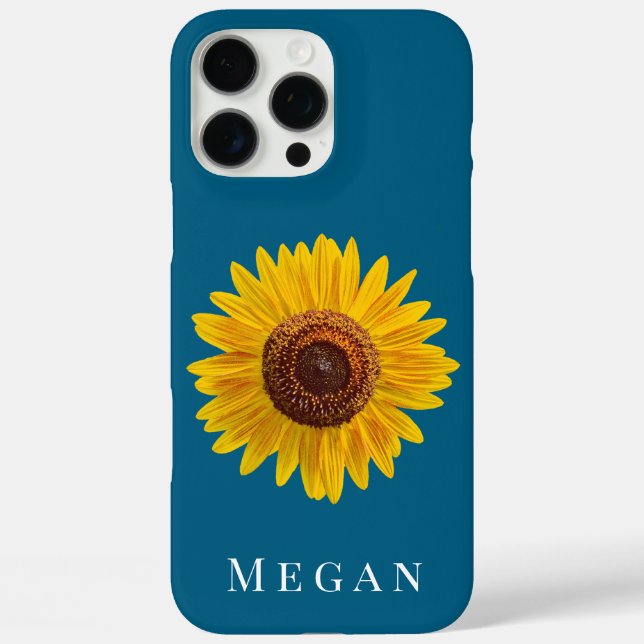 Coques Case-Mate iPhone Ajouter Votre Nom Ocean Blue Yellow Sunflower (Verso)