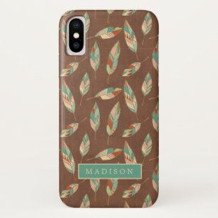 Coque iPhone X Ajouter votre nom  Southwest Feather Motif