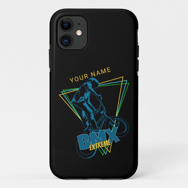 Coques Case-Mate iPhone Ajouter Votre Nom Texte Extreme BMX Géométrique (Dos)