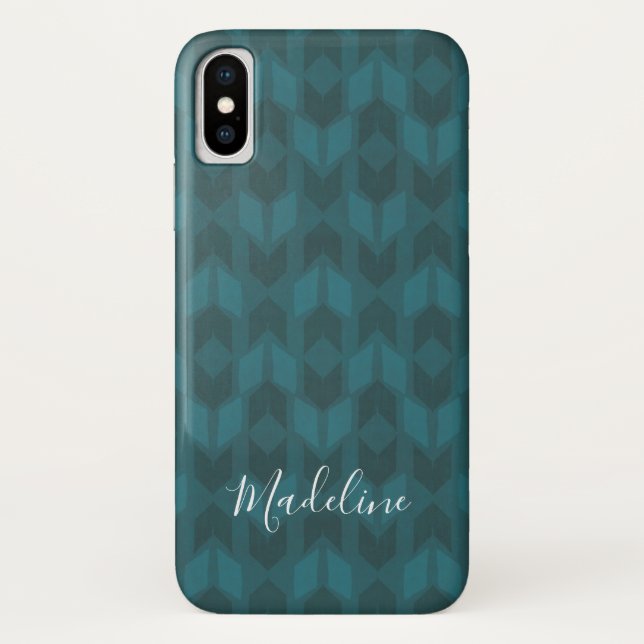 Coques Case-Mate iPhone Ajoutez votre motif turquoise d'obscurité nommée (Dos)