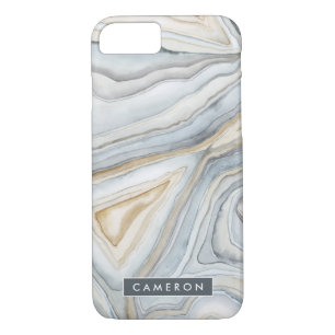 Coque Case-Mate iPhone Ajoutez votre nom Design abstrait en marbre gris