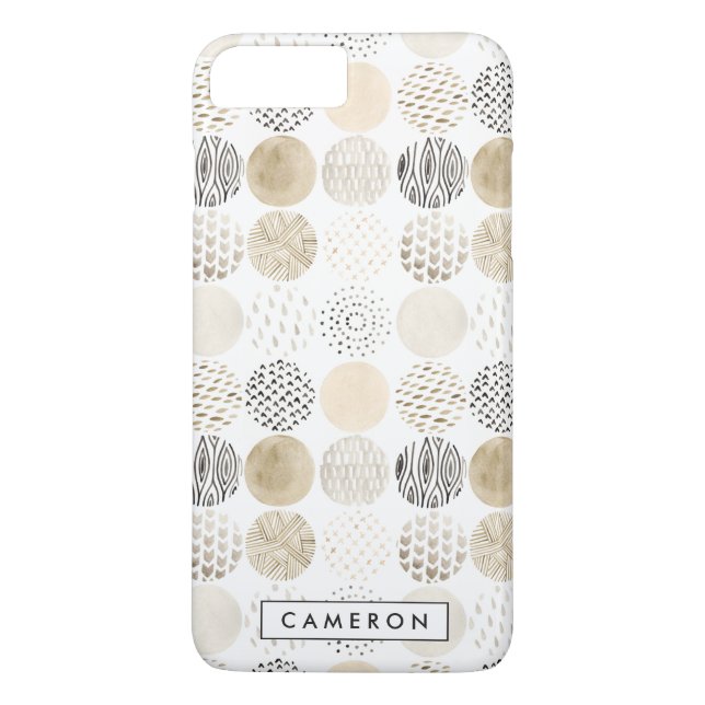 Coques Case-Mate iPhone Ajoutez votre nom | Motif circulaire Abstrait neut (Dos)