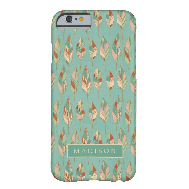 Coques Case-Mate iPhone Ajoutez votre nom | Motif de plume aquarelle (Dos)