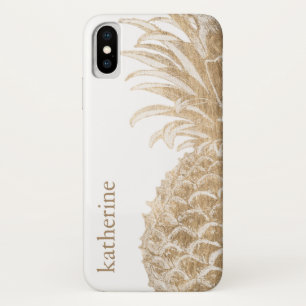 Coques Pour iPhone Ajoutez votre nom   Pinneapple Tropical Or