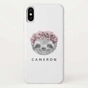 Case-Mate iPhone Case Ajoutez votre nom   Portrait De La Couronne Floral