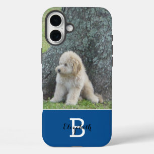 Coque Pour iPhone 16 Plus Ajoutez votre photo personnalisée, nom et bleu roy