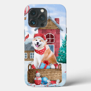 Case-Mate iPhone Case Akita Chien dans la neige Maison de Chien de Noël