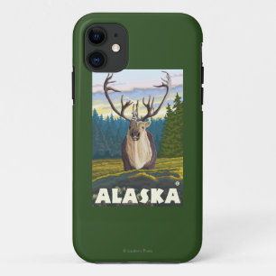 Coque iPhone 11 AlaskaCaribou dans le Vintage voyage sauvage