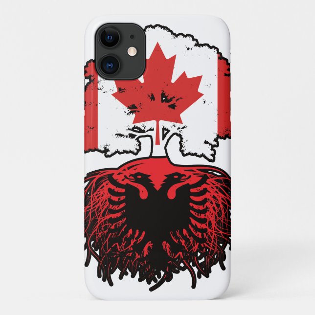 Coques Case-Mate iPhone Albanie Drapeau des racines canadiennes de l'arbre (Dos)
