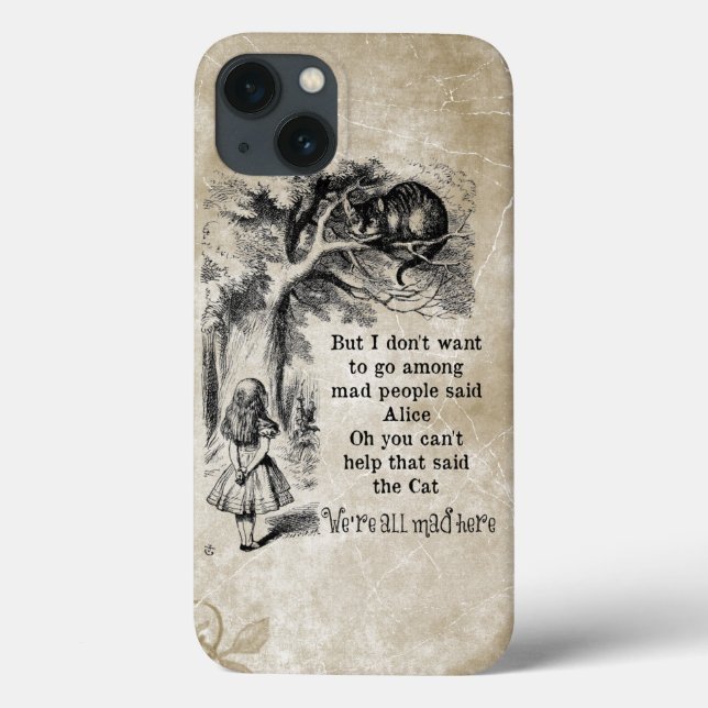 Coques Case-Mate iPhone Alice au pays des merveilles; Cheshire Chat avec A (Verso)