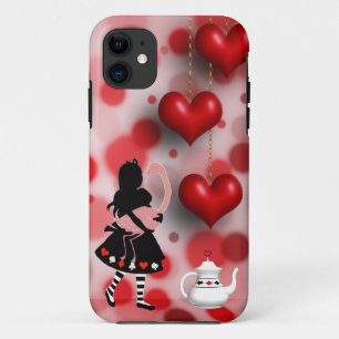 Case-Mate iPhone Case Alice et coeurs et théière de Flamant rose