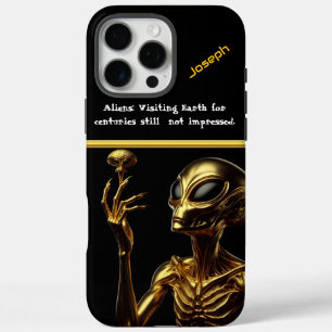 Coque iPhone 16 Pro Max Alien D'Or Avec Mystérieux Artisanat