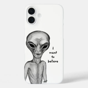 Coque Pour iPhone 16 Plus Alien gris, je veux croire