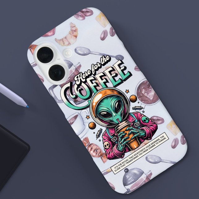 Coques Case-Mate iPhone Alien ici pour le café (Créateur téléchargé)