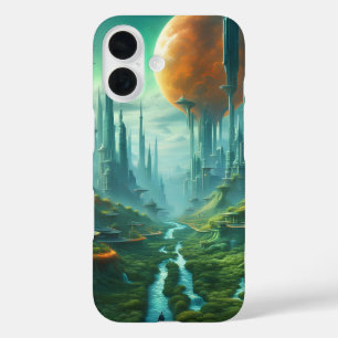 Coque Pour iPhone 16 Alien Nature & Futuriste Ville Surreal Sci-Fi Art