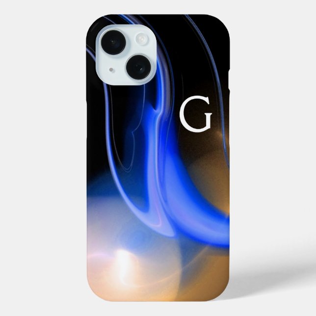 Coques Case-Mate iPhone ALIEN PEARL / BLEU BLACK WHITE ABSTRAIT Monogramme (Verso)