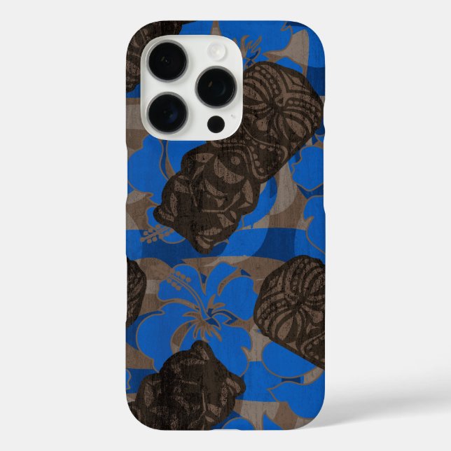 Coques Case-Mate iPhone Ali'i Refuge Hawaiian Hibiscus Tiki Blue (Verso)