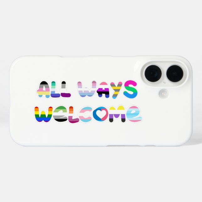 Coques Case-Mate iPhone All Ways Welcome LGBTQIA+ inclusivité queer pride (Verso (horizontal))