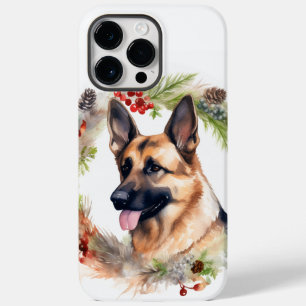 Coque Case-Mate iPhone Allemand Berger Noël Wreath Festive Pup