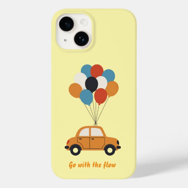 Coques Case-Mate iPhone Aller avec le flux - Voiture avec ballons jaune co (Verso)