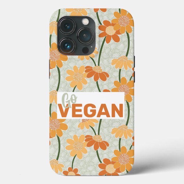 Coques Case-Mate iPhone Allez, vegan ! Joli rétro muté fleurs des années 1 (Verso)