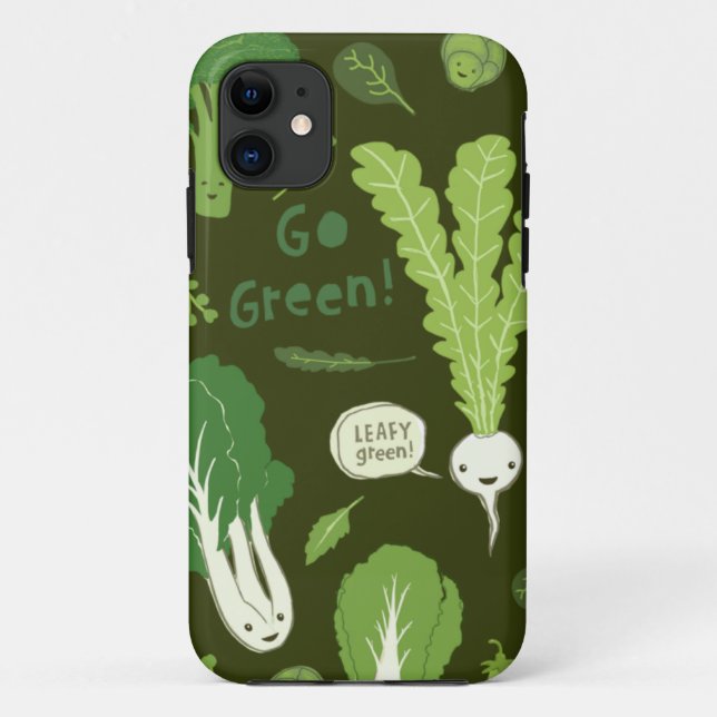 Coques Case-Mate iPhone Allez Vert ! (Feuillus Verts !) Légumes Heureux et (Dos)