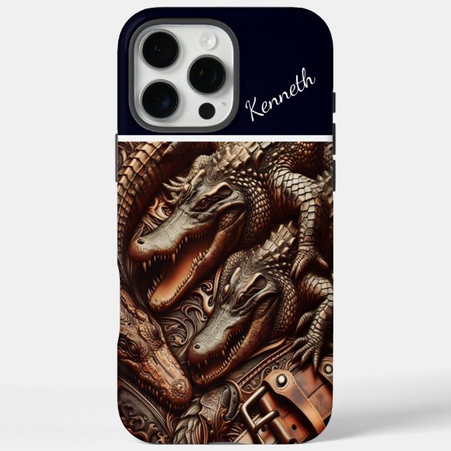 Coques Case-Mate iPhone Alligator Cartographie en cuir (Verso)