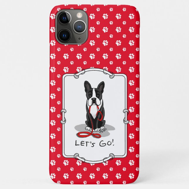 Coques Case-Mate iPhone Allons-y ! Chien de Boston Terrier (noir) drôle (Dos)