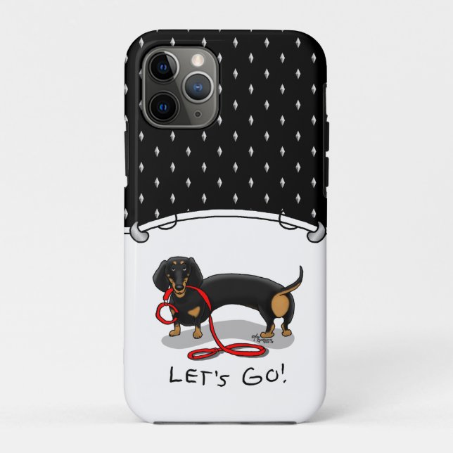 Coques Case-Mate iPhone Allons-y ! Dachshund (noir et tan) Drôle chien (Dos)