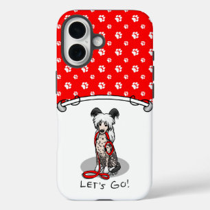 Coque Pour iPhone 16 Allons-y ! Marche Chien Crête Chinoise (hl blk wh 