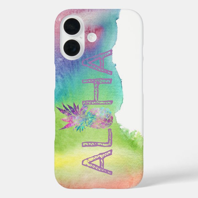 Coques Case-Mate iPhone Aloha Ananas Hawaïen, Éclaboussure Aquarelle (Verso)