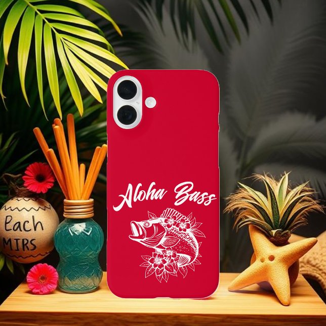 Coques Case-Mate iPhone Aloha Bass Hawaiian Cherry Red (Aloha Bass Bass Fish Hawaiian Tropical Flowers Fisherman Trend Phone Case Cherry Red)