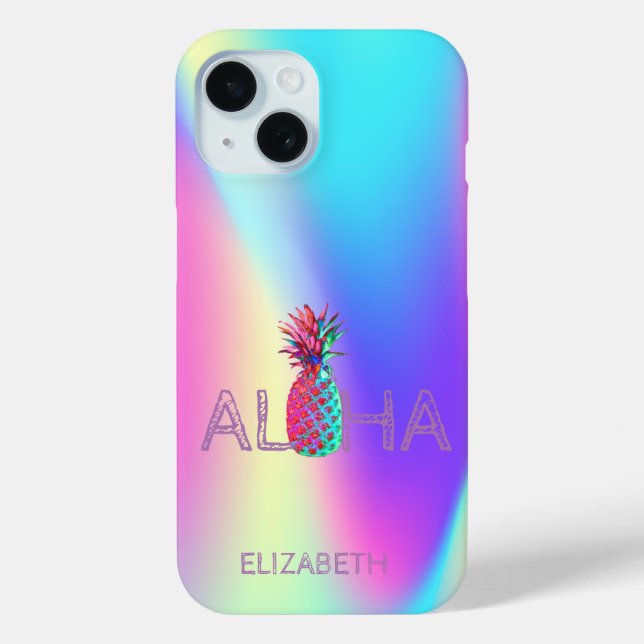 Coques Case-Mate iPhone Aloha Hawaiian Ananas Holographique (Verso)
