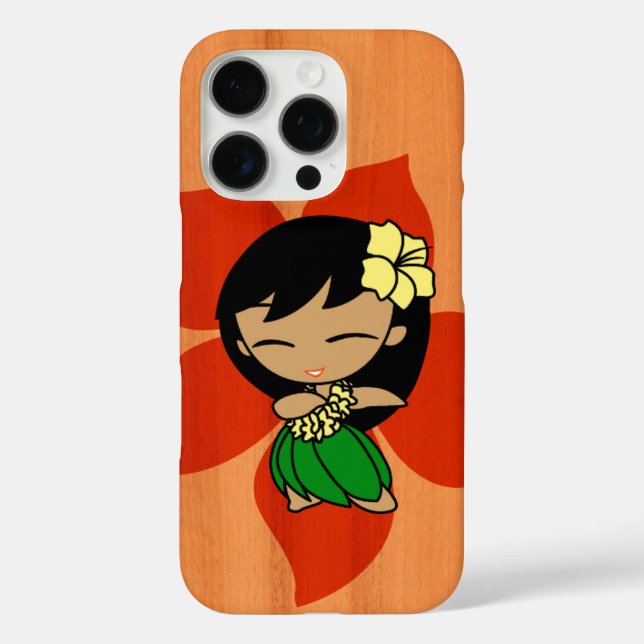 Coques Case-Mate iPhone Aloha Honeys Hawaiian Hula Girl Faux Wood Amber (Verso)