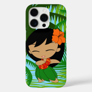 Coque iPhone 16 Pro Aloha Honeys Palms Hawaiian Black Hair Hula Girl