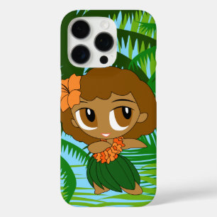 Coque iPhone 16 Pro Aloha Honeys Palms Hawaiian Brown cheveux Hula Gir