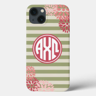 iPhone 13 Case Alpha Chi Omega Monogram Stripe Pattern