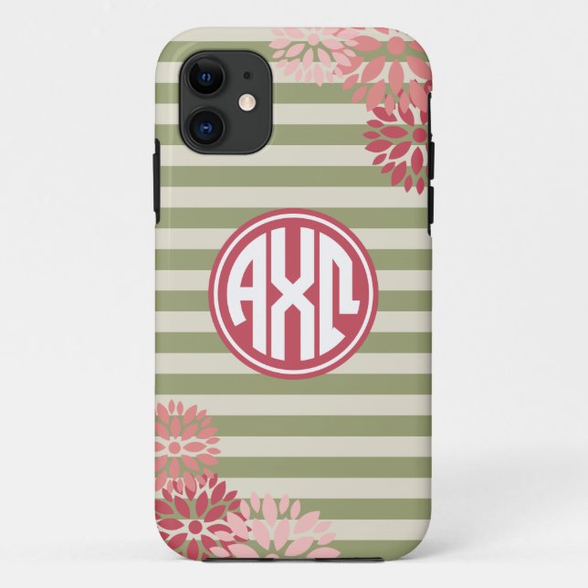 Coques Case-Mate iPhone Alpha Chi Omega | Motif de bande monographique (Dos)