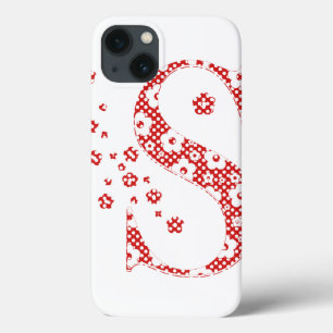Coque Case-Mate iPhone alphabet fleuri S (rouge et points)