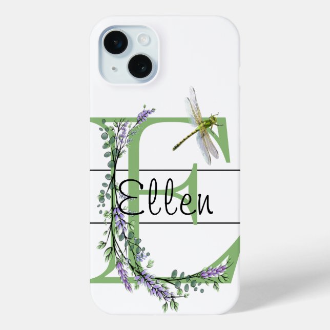 Coques Case-Mate iPhone Alphabet lettre E, aquarelle Lavender Dragonfly (Verso)