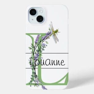 Coque Case-Mate iPhone Alphabet lettre L, aquarelle Lavender Dragonfly
